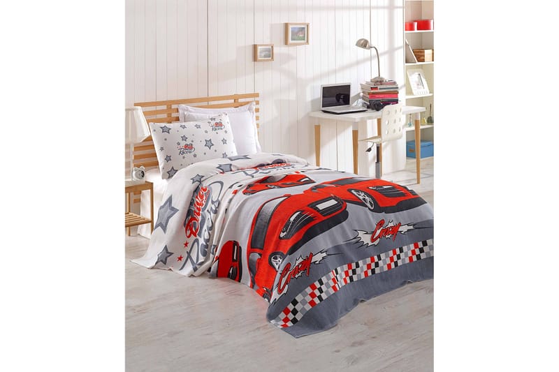 Eponj Home Sengetæppe Enkelt 160x235 cm - Hvid/Grå/Rød - Tekstiler - Sengetøj - Sengetæppe - Sengetæppe dobbeltseng