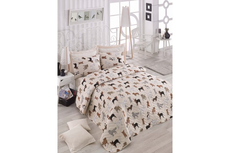 Eponj Home Sengetæppe Dobbelt 200x220+2 Pudebetræk Quiltet - Creme/Multifarvet - Tekstiler - Sengetøj - Sengetæppe