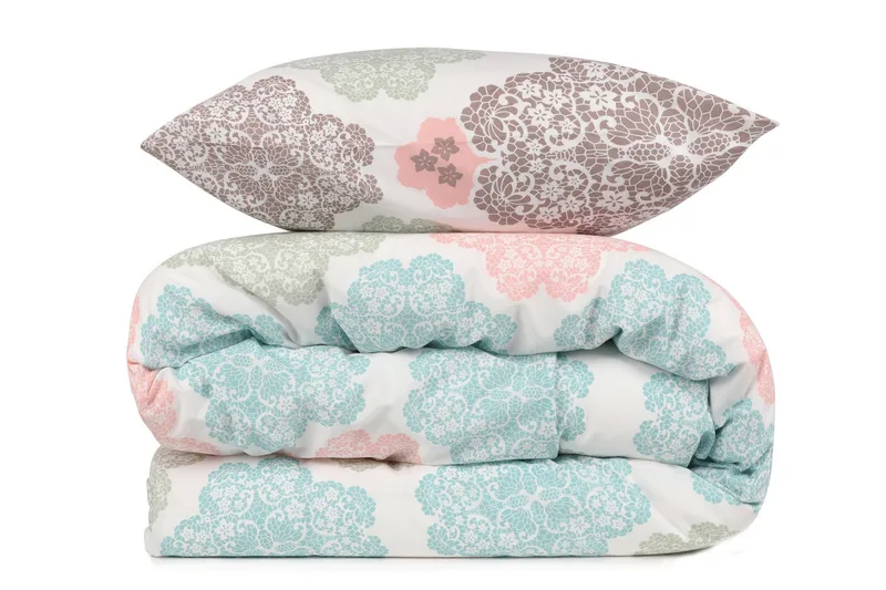 Eponj Home Sengetæppe Dobbelt 200x235+Lagen+2 Pudebetræk, Hvid/Turkis/Grøn/Beige