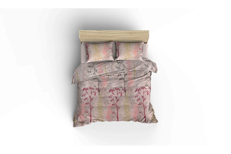 Eponj Home Sengetæppe Dobbelt 200x235+Lagen+2 Pudebetræk - Beige/Rød/Lyserød/Grøn - Tekstiler - Sengetøj - Sengetæppe