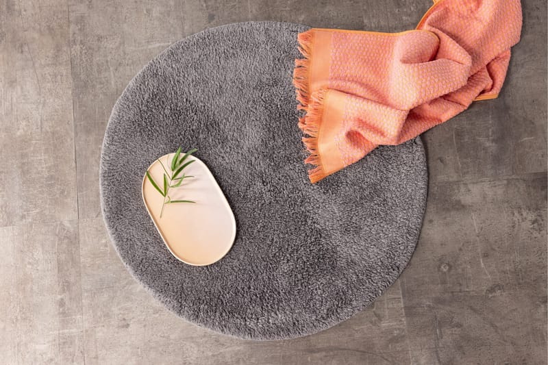 Valle Badeværelsesmåtte 60 cm Rund - Mørk grå - Tekstiler - Tæpper - Badeværelsesmåtte