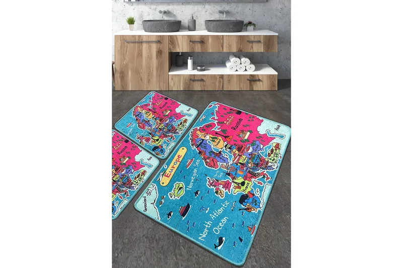 Navjoot Badeværelsestæppe 60x100 cm Rektangulær, Flerfarvet