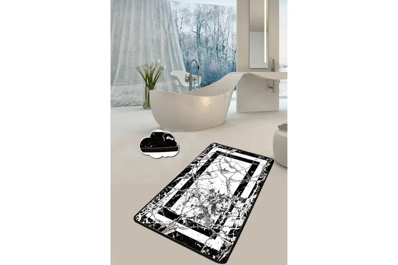 Brinmor Badeværelsestæppe 70x120 cm Rundt, Sort