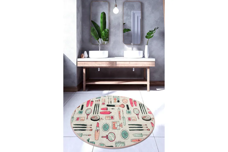 Chilai Home Bademåtte 100 Rund - Multifarvet - Tekstiler - Tæpper - Badeværelsesmåtte