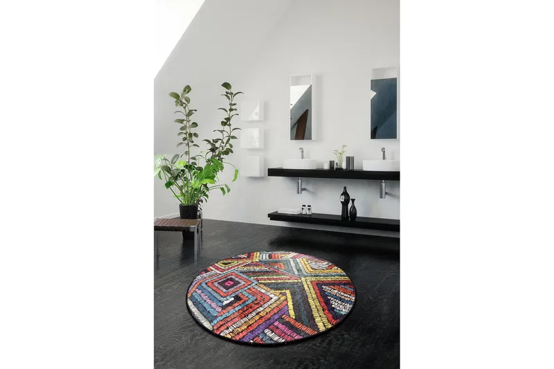 Chilai Home Bademåtte 100 Rund - Multifarvet - Tekstiler - Tæpper - Badeværelsesmåtte