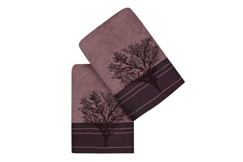Hobby Håndklæde 50x90 cm 2-pak - Vinrød/Brun - Badeværelsesmåtte