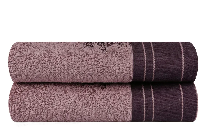 Hobby Håndklæde 50x90 cm 2-pak - Vinrød/Brun - Tekstiler - Badetekstiler - Håndklæder