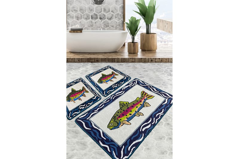 Navi Badeværelsestæppe 60x100 cm Rektangulær, Flerfarvet