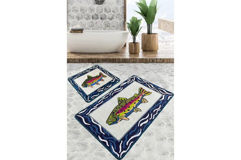 Navi Badeværelsestæppe 60x100 cm Rektangulær, Flerfarvet