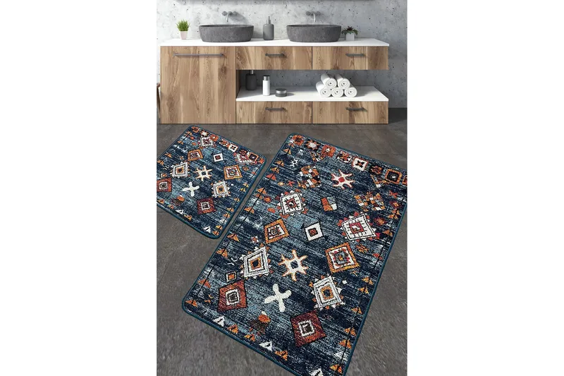 Nikkhar Badeværelsestæppe 60x100 cm Rektangulær, Flerfarvet