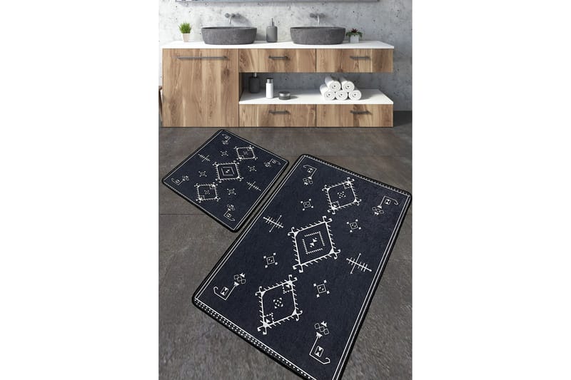 Nikky Badeværelsestæppe 60x100 cm Rektangulært, Mørkegrå