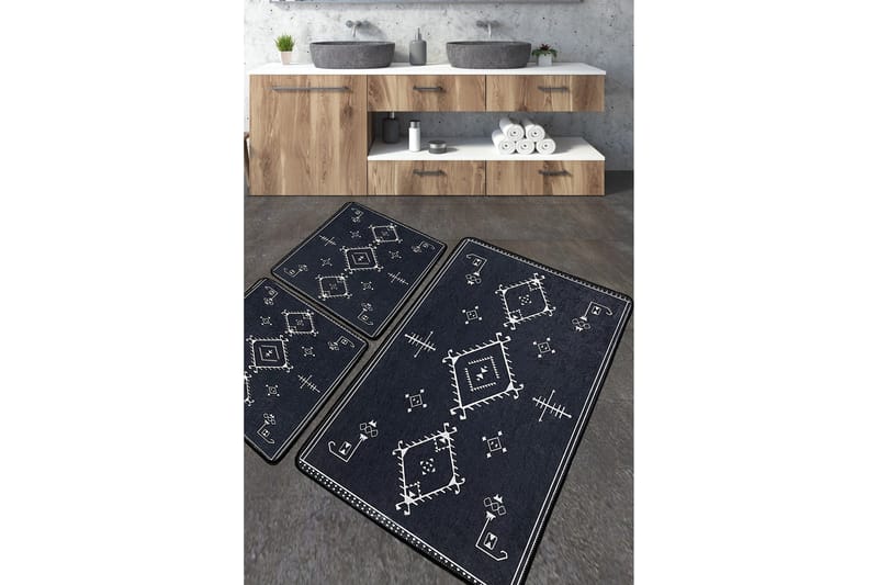 Nikky Badeværelsestæppe 60x100 cm Rektangulært, Mørkegrå