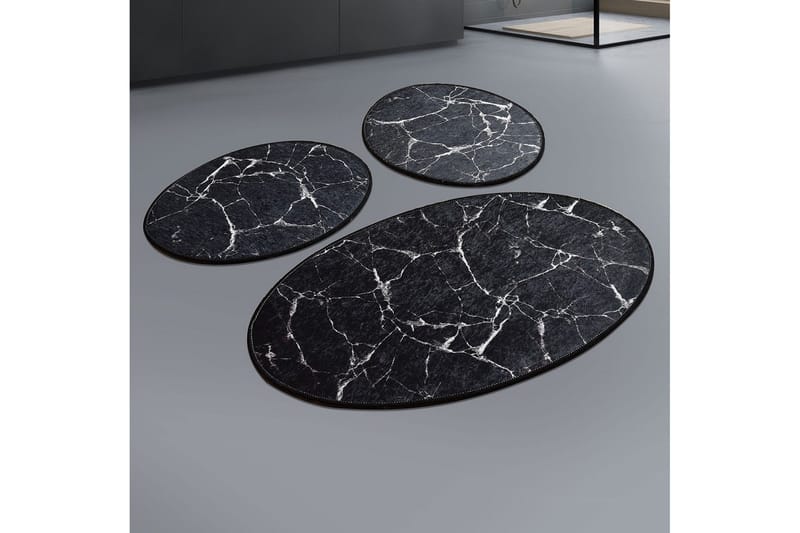 Niyanna Badeværelsesmåtte 3-pak, Sort/Hvid