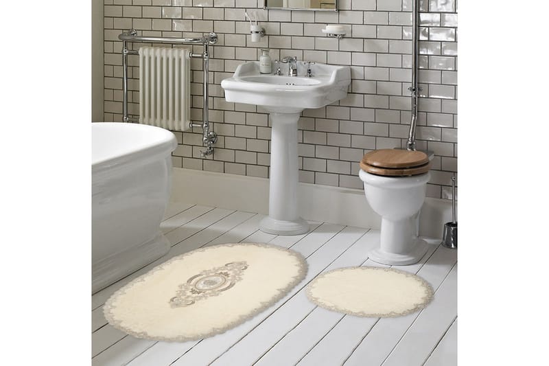 Pakhali Badeværelsestæppe 65x115 cm Rektangulær, Creme