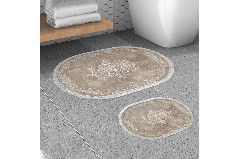 Panchoo Badeværelsestæppe 60x150 cm Rektangulær, Beige