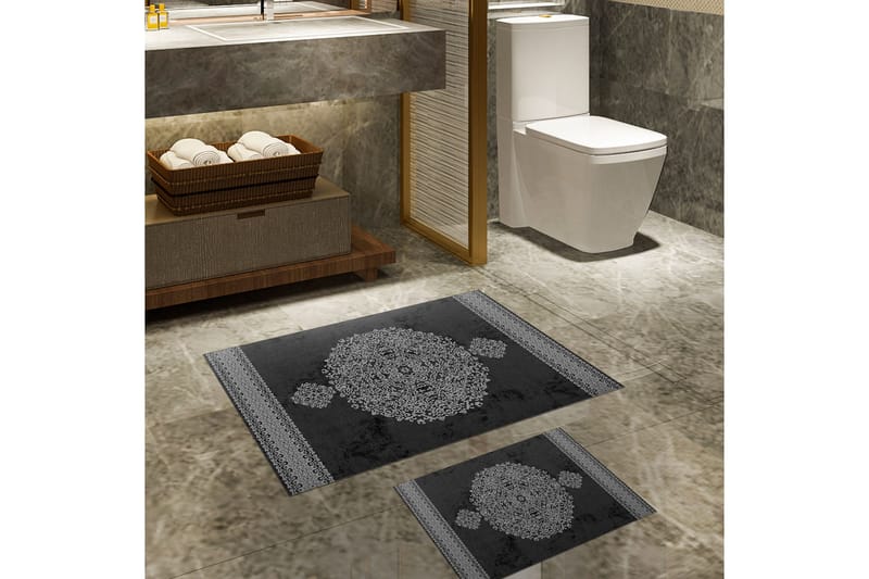 Panchu Badeværelsestæppe 60x150 cm Rektangulær, Sort