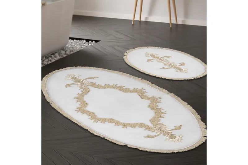 Paramik Badeværelsestæppe 65x115 cm Rektangulær, Creme