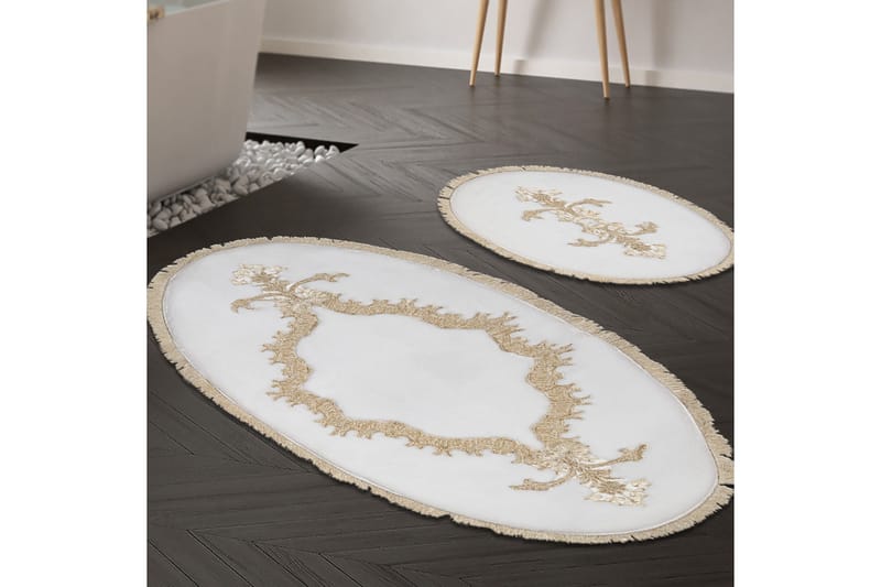 Paramik Badeværelsestæppe 65x115 cm Rektangulær, Creme