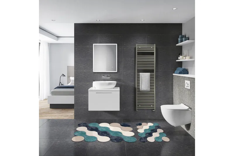 Paramshela Badeværelsestæppe 60x100 cm Rektangulær, Blå