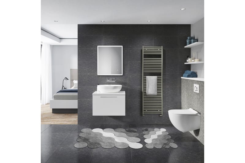 Paramveer Badeværelsestæppe 60x100 cm Rektangulær, Grå