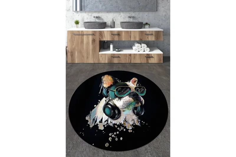 Pariti Badeværelsestæppe 80 cm Rundt, Flerfarvet