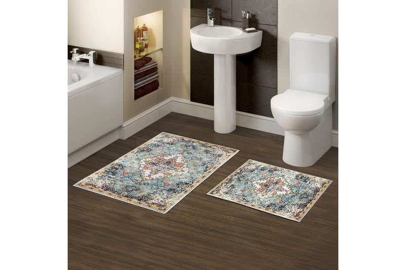 Badenamåttesæt (2 stykker) Masafumie Multifarvet - Multifarvet - Tekstiler - Tæpper - Badeværelsesmåtte