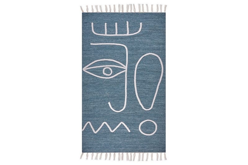 Fladvævet Yavu - Blå, Hvid, 80x150 cm - Tekstiler - Tæpper - Udendørs tæpper
