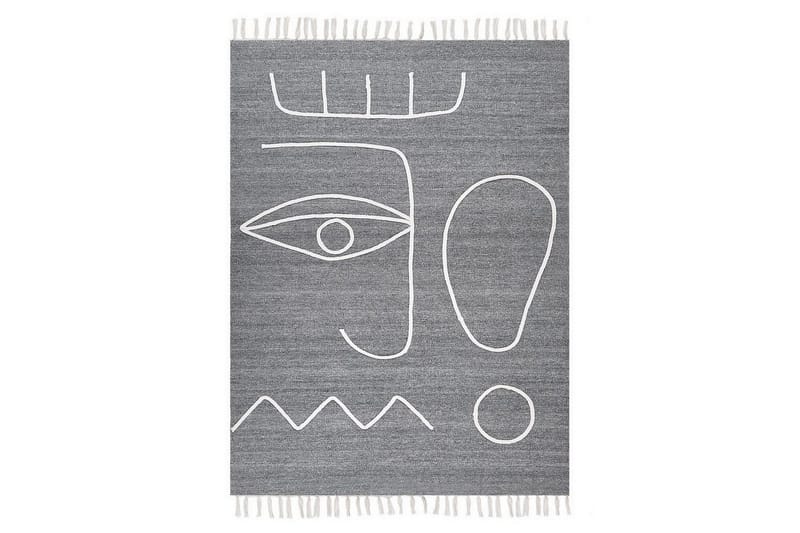 Fladvævet Yavu, Grå, hvid, 140x200 cm