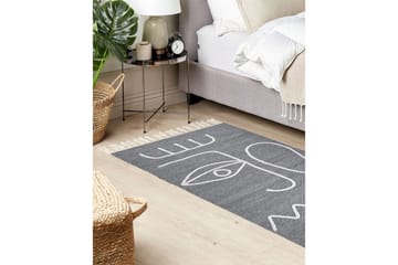 Fladvævet Yavu - Grå, hvid, 80x150 cm - Tekstiler - Tæpper - Udendørs tæpper - Balkontæppe & altantæppe