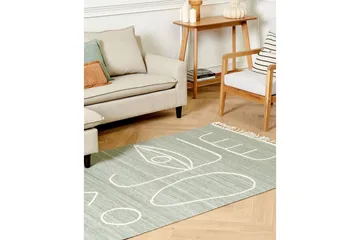 Fladvævet Yavu - Grøn, hvid, 140x200 cm - Tekstiler - Tæpper - Udendørs tæpper - Balkontæppe & altantæppe