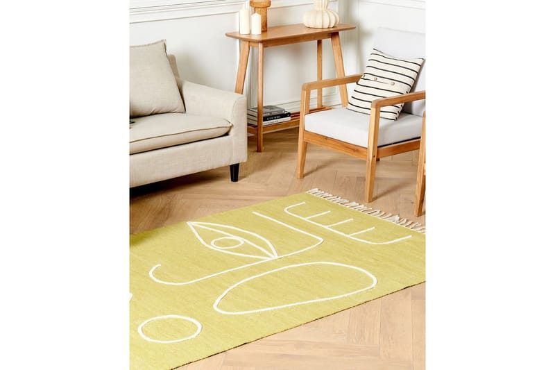 Fladvævet Yavu - Gul, 140x200 cm - Tekstiler - Tæpper - Udendørs tæpper