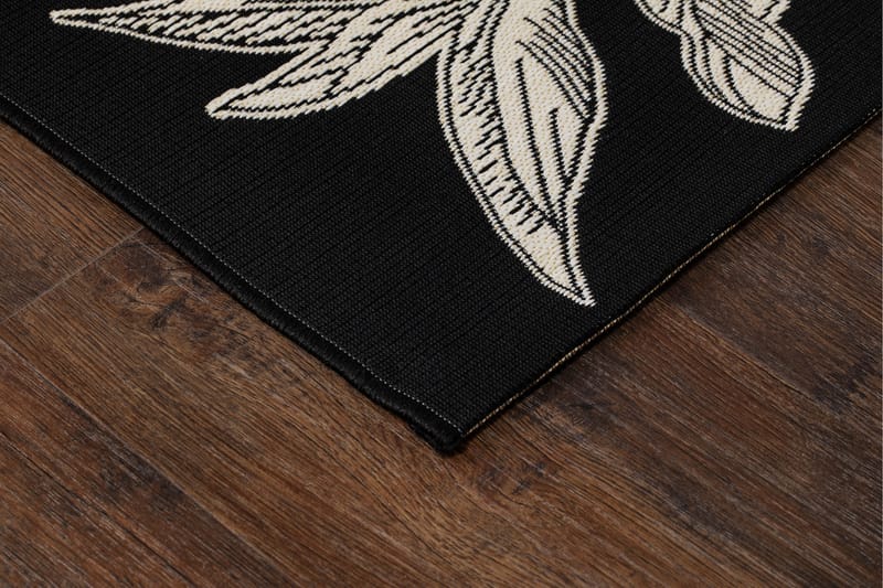 Domani Flower Fladvævet Tæppe 240x330 cm - Sort - Tekstiler - Tæpper - Fladvævet tæppe