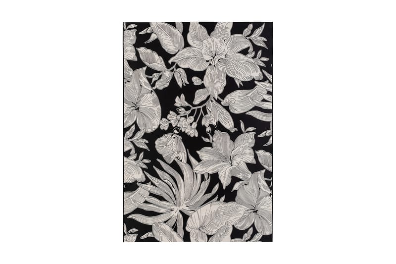 Domani Flower Fladvævet Tæppe 240x330 cm - Sort - Tekstiler - Tæpper - Fladvævet tæppe