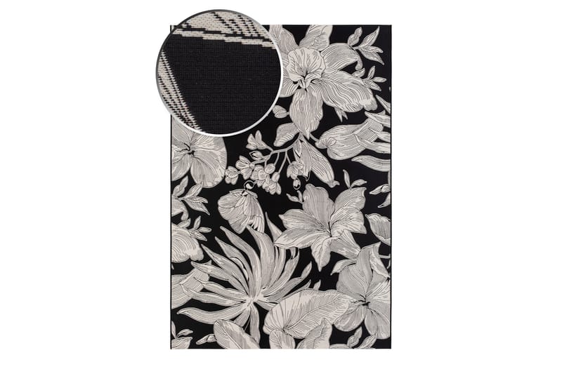 Domani Flower Fladvævet Tæppe 240x330 cm - Sort - Tekstiler - Tæpper - Fladvævet tæppe
