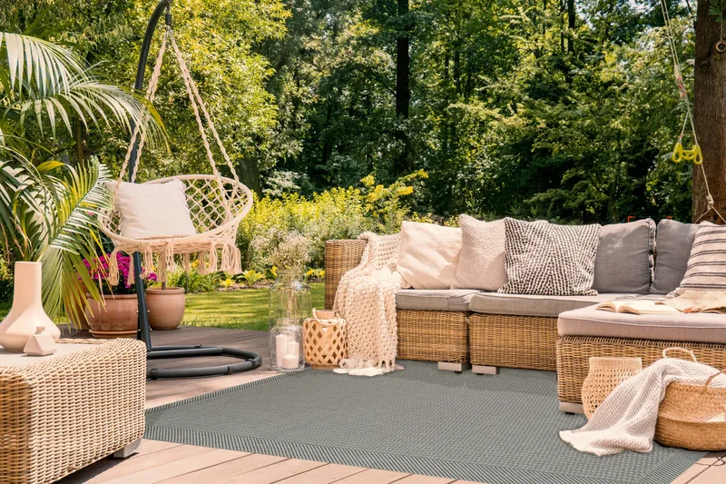 Miami Fladvævet Tæppe 160x230 cm - Grøn - Tekstiler - Tæpper - Fladvævet tæppe