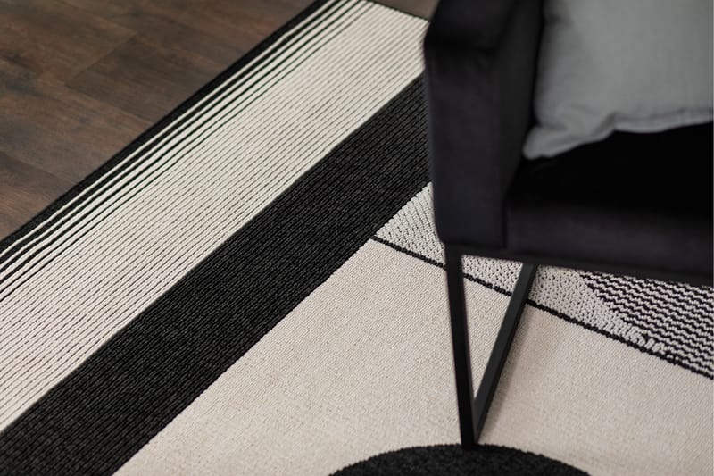 Venus Moderne Fladvævet Tæppe 200x290 cm - Sort/Hvid - Tekstiler - Tæpper - Fladvævet tæppe