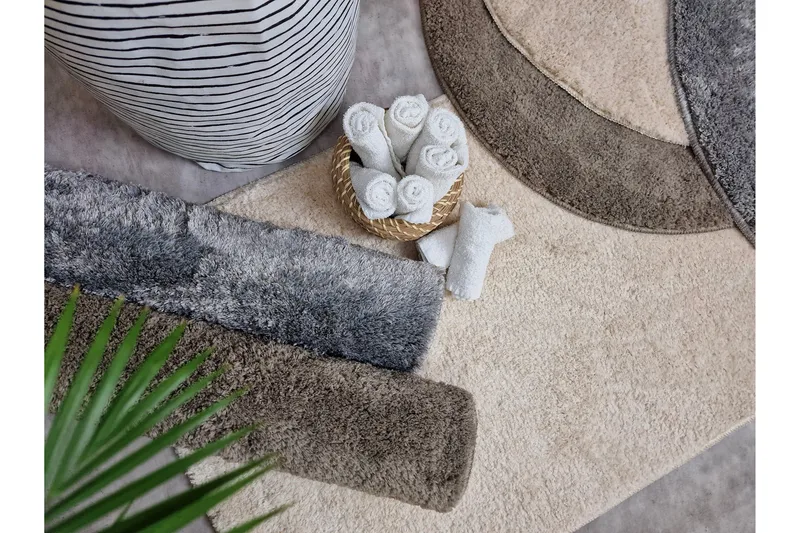 Guru Baderumstæppe 80 cm Rund - Creme - Tekstiler - Tæpper - Badeværelsesmåtte