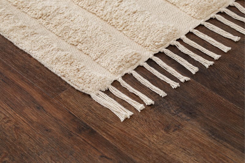 Marokko Bomuldstæppe 160x230 cm - Creme - Tekstiler - Tæpper - Moderne tæppe - Bomuldstæpper