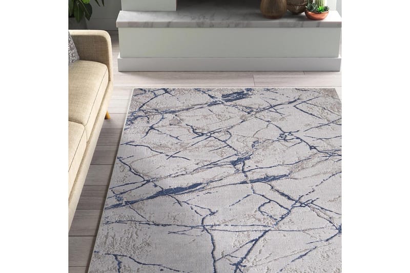 Masahiko Bomuldstæppe 100x300 cm Rektangulær, Blå