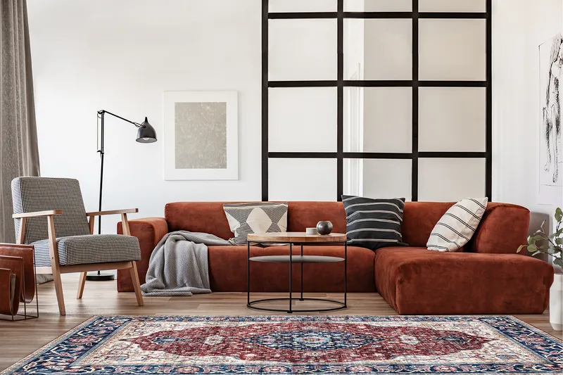 Tarfaya Frise-tæppe 160x230 cm - Rød - Tekstiler - Tæpper - Moderne tæppe - Mønstrede tæpper