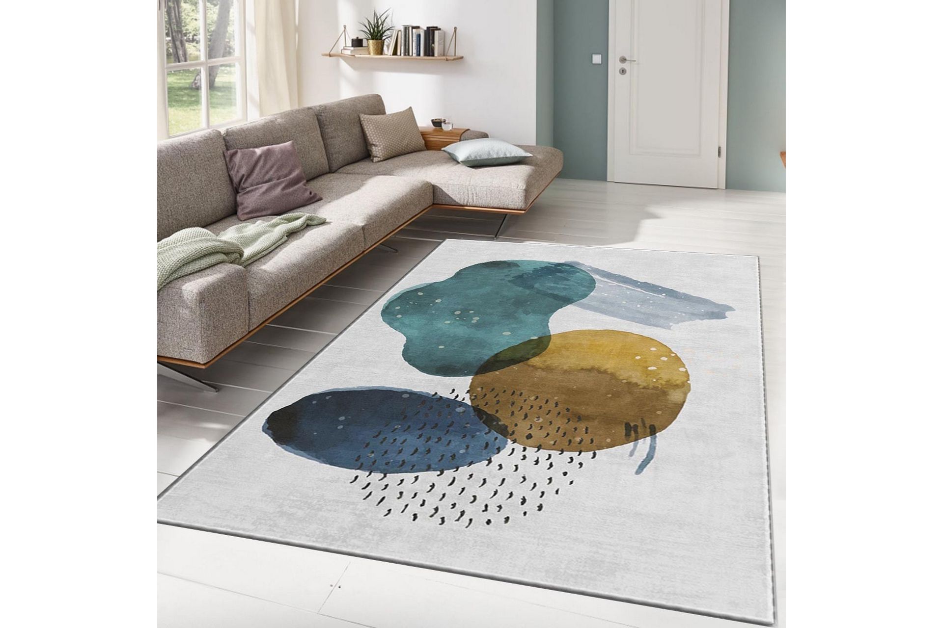 Rainy Wilton-tæppe 100x140 cm Rektangulær - Flerfarvet - Tekstiler - Tæpper - Moderne tæppe - Mønstrede tæpper