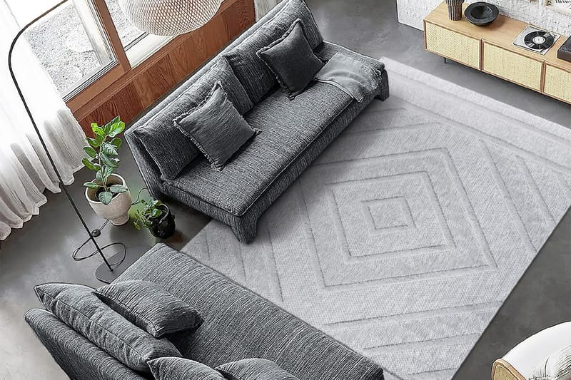 Uvudhulash Wilton-tæppe 200x290 cm Rektangulær - Grå - Tekstiler - Tæpper - Moderne tæppe - Mønstrede tæpper