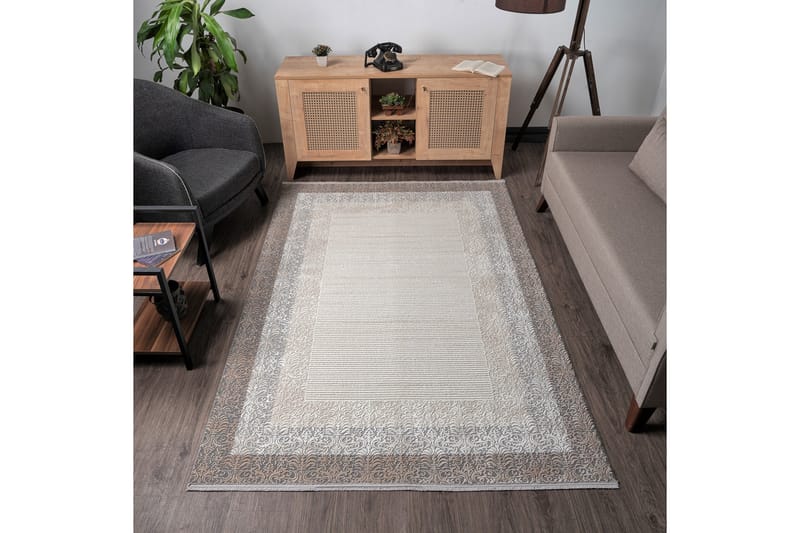 Begonvil Wilton-tæppe 100x300 cm Rektangulær - Beige - Tekstiler - Tæpper - Moderne tæppe - Mønstrede tæpper