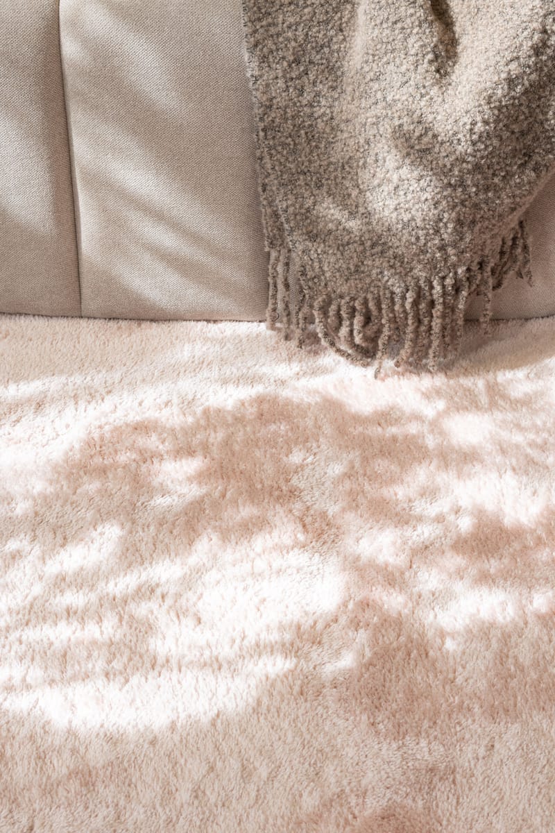 Cozy Shaggy Tæppe 200 cm Rundt - Rosa - Tekstiler - Tæpper - Moderne tæppe - Ryatæpper