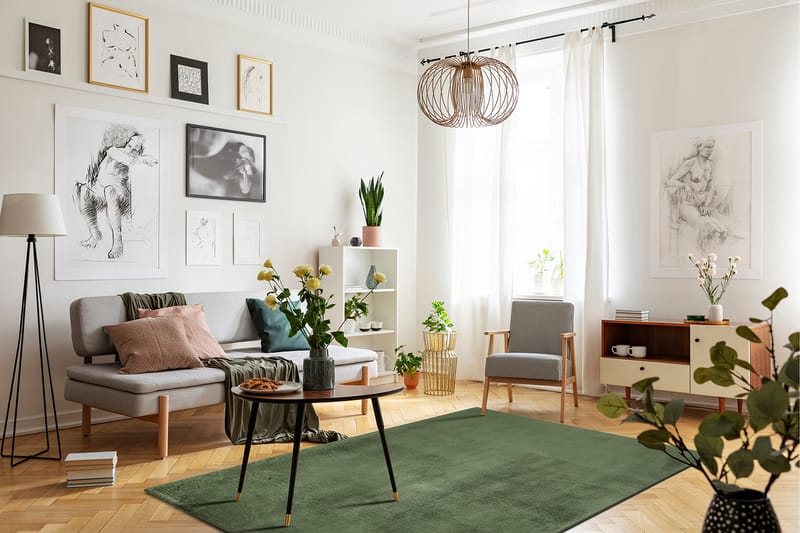 Cozy Rya-tæppe 240x340 cm Rektangulær - Grøn - Tekstiler - Tæpper - Moderne tæppe - Ryatæpper