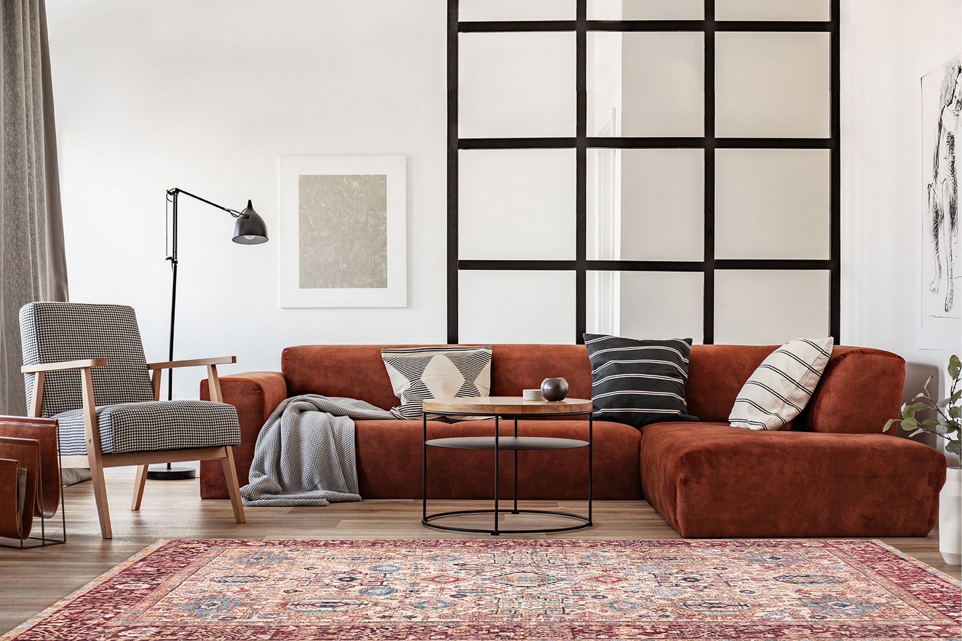 Tarfaya Friezetæppe 200x290 cm - Rust - Tekstiler - Tæpper - Moderne tæppe - Mønstrede tæpper