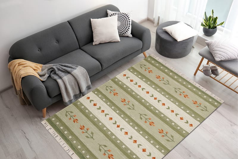 Fagersta Uldtæppe 200x300 cm - Grøn - Tekstiler - Tæpper - Moderne tæppe - Uldtæppe