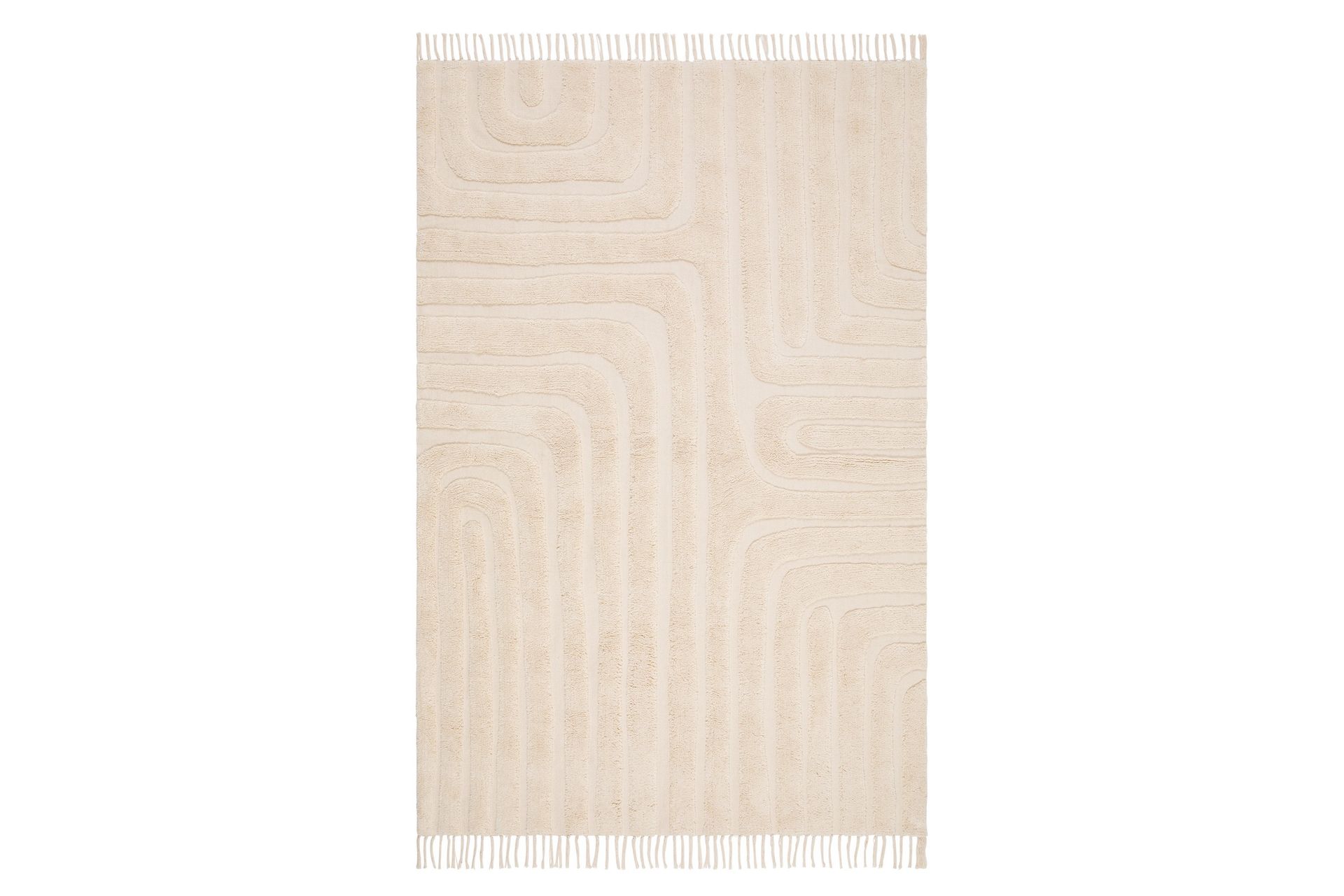 Marokko Bomuldstæppe 240x340 cm - Creme - Tekstiler - Tæpper - Moderne tæppe - Bomuldstæpper