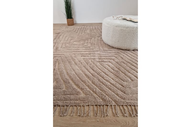 Marokko Bomuldstæppe 240x340 cm - Hør - Tekstiler - Tæpper - Moderne tæppe - Bomuldstæpper
