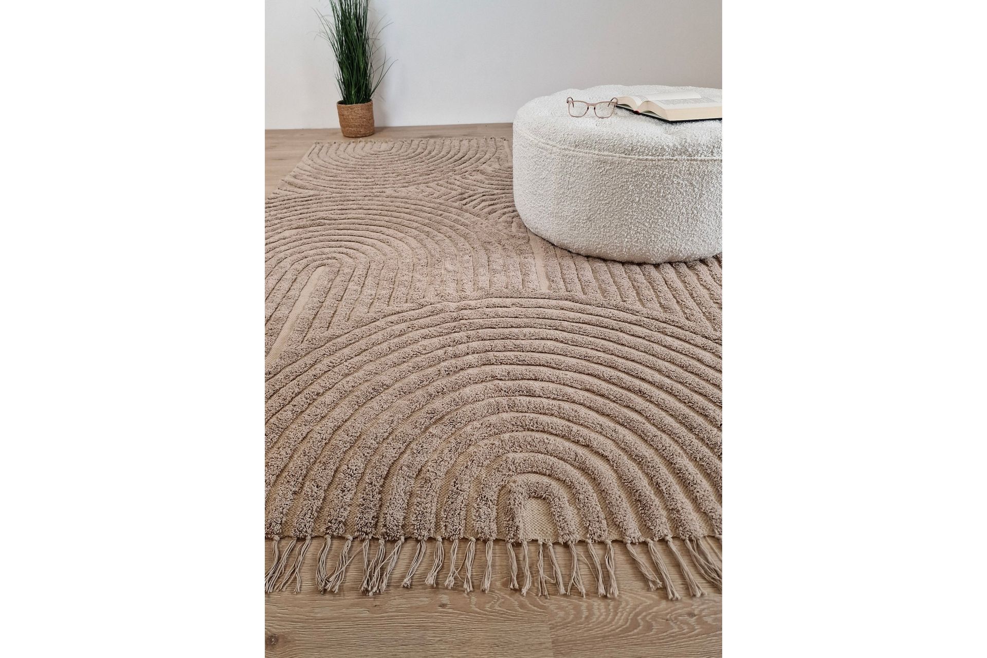 Marokko Bomuldstæppe 240x340 cm - Hør - Tekstiler - Tæpper - Moderne tæppe - Bomuldstæpper